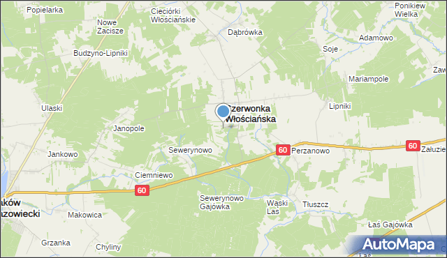 mapa Czerwonka Pierdoły, Czerwonka Pierdoły na mapie Targeo